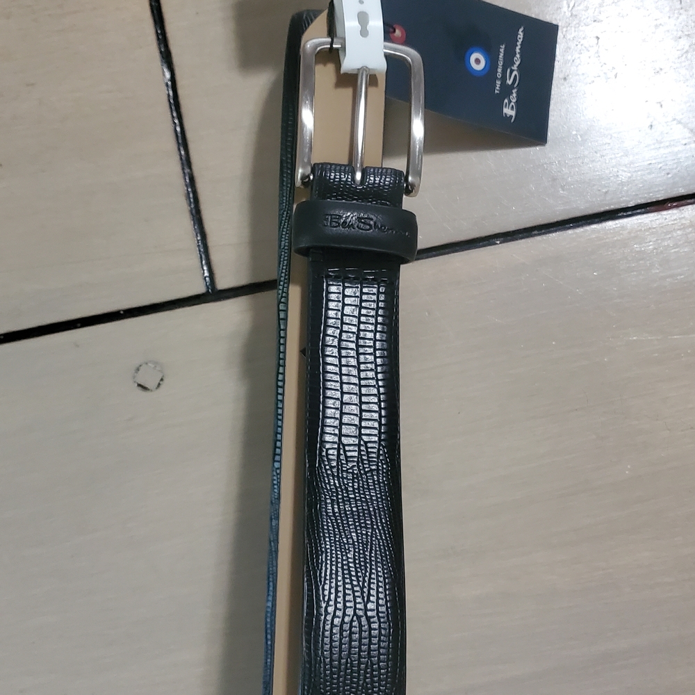 Ben Sherman Black Crocodile-Embossed Belt